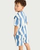 image 3 of F&F Boys 2-Piece Pure Cotton Wave Print T-Shirt and Shorts Set in Blue
