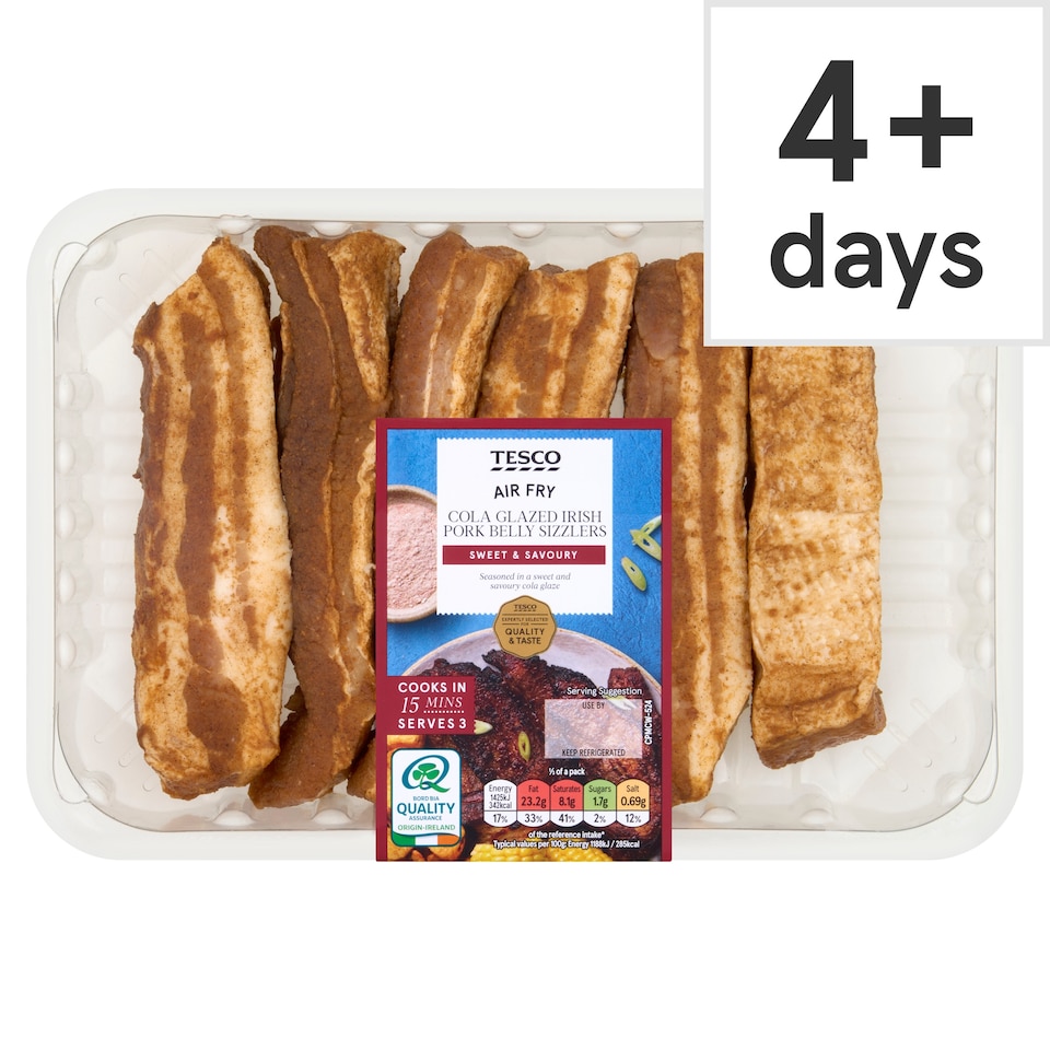Tesco Cola Glazed Irish Pork Belly Sizzlers 480g