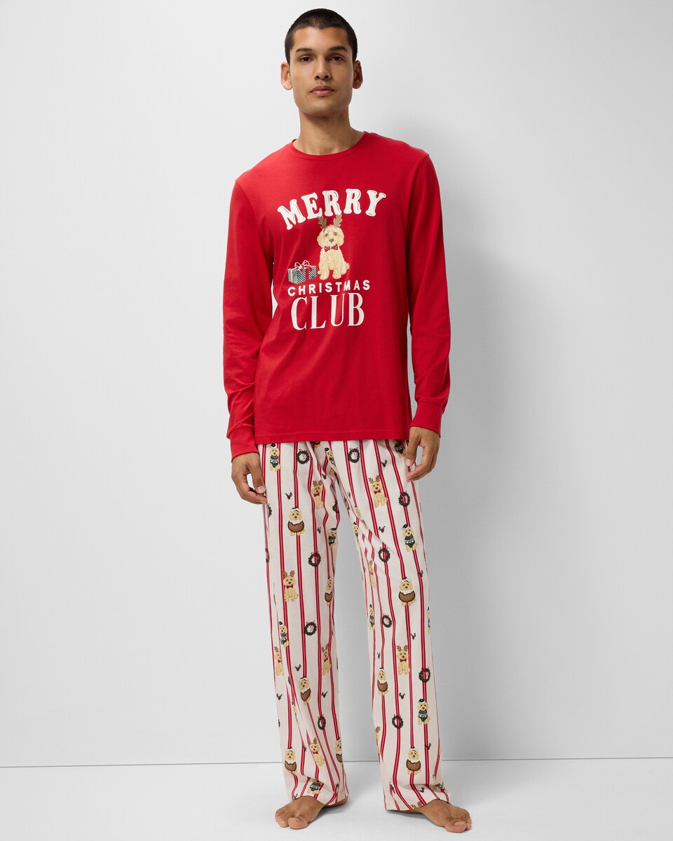 image 1 of Christmas Pure Cotton Christmas Pup Family Matching Pyjama Set in Multi Red