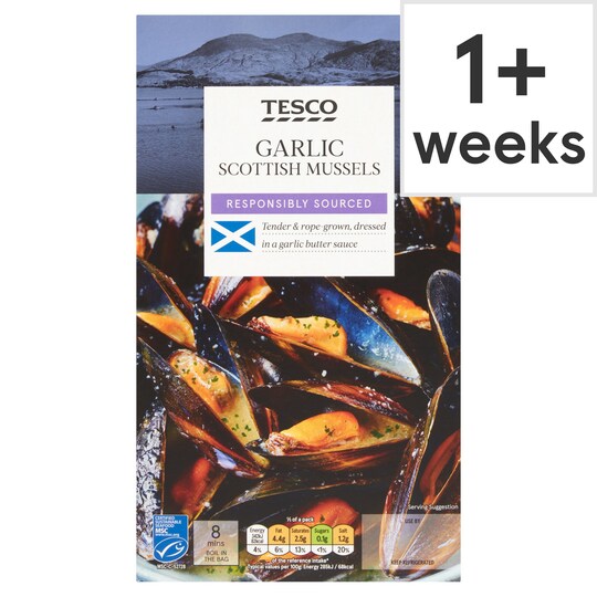 Tesco Garlic Scottish Mussels 500G Tesco Groceries