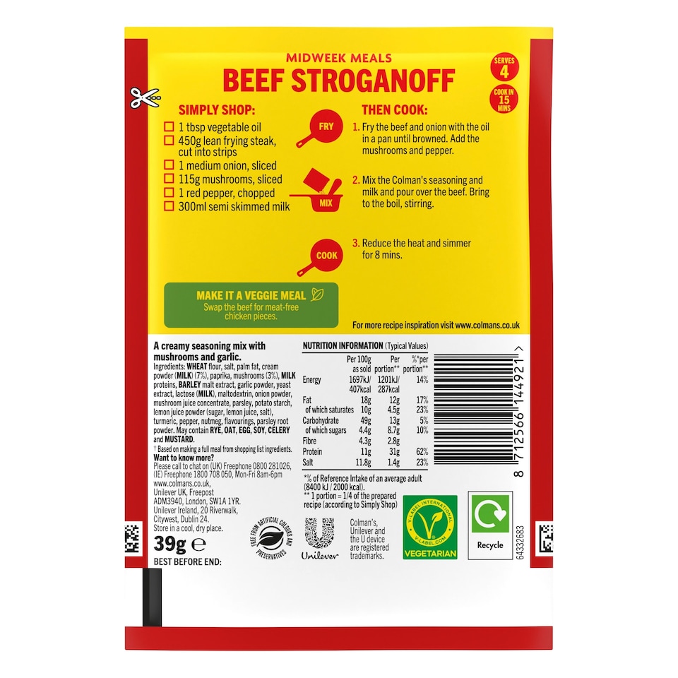 image 1 of Colman's Beef Stroganoff Recipe Mix 39G
