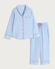 image 4 of F&F Pure Cotton Textured Contrast Trim Pyjama Set in Blue