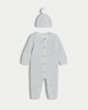 image 1 of F&F Baby 2-Piece Pure Cotton Knitted Romper and Hat Set in Blue