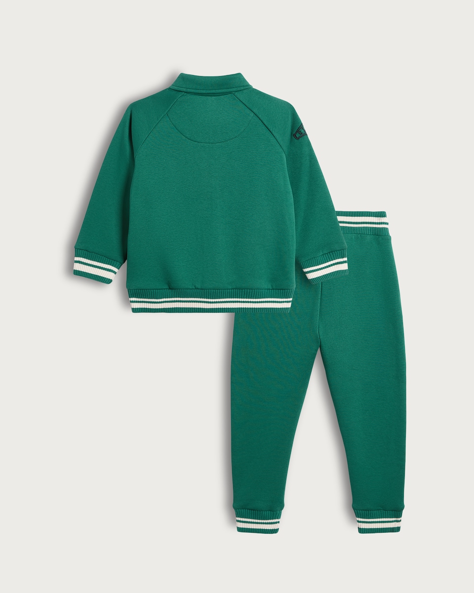 image 1 of F&F Boys 3-Piece Cotton Rich NYC Slogan Jacket, T-Shirt and Joggers Set in Green