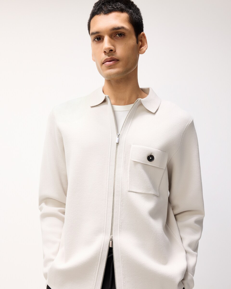 image 1 of F&F Knitted Zip Up Jumper in Ecru