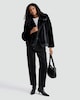 image 1 of F&F Faux Fur Aviator Jacket in Black