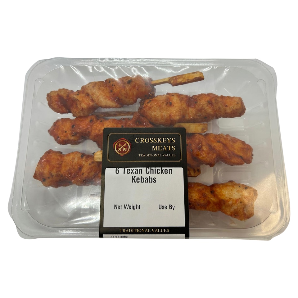 Crosskeys Meats 3 Cooked Texan Chicken Kebabs 320g