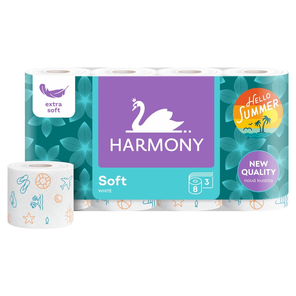 image 1 of Harmony Soft White Toilet Paper 3 Ply 8 pcs