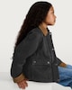 image 1 of F&F Girls Corduroy Collar Waxed Jacket in Black