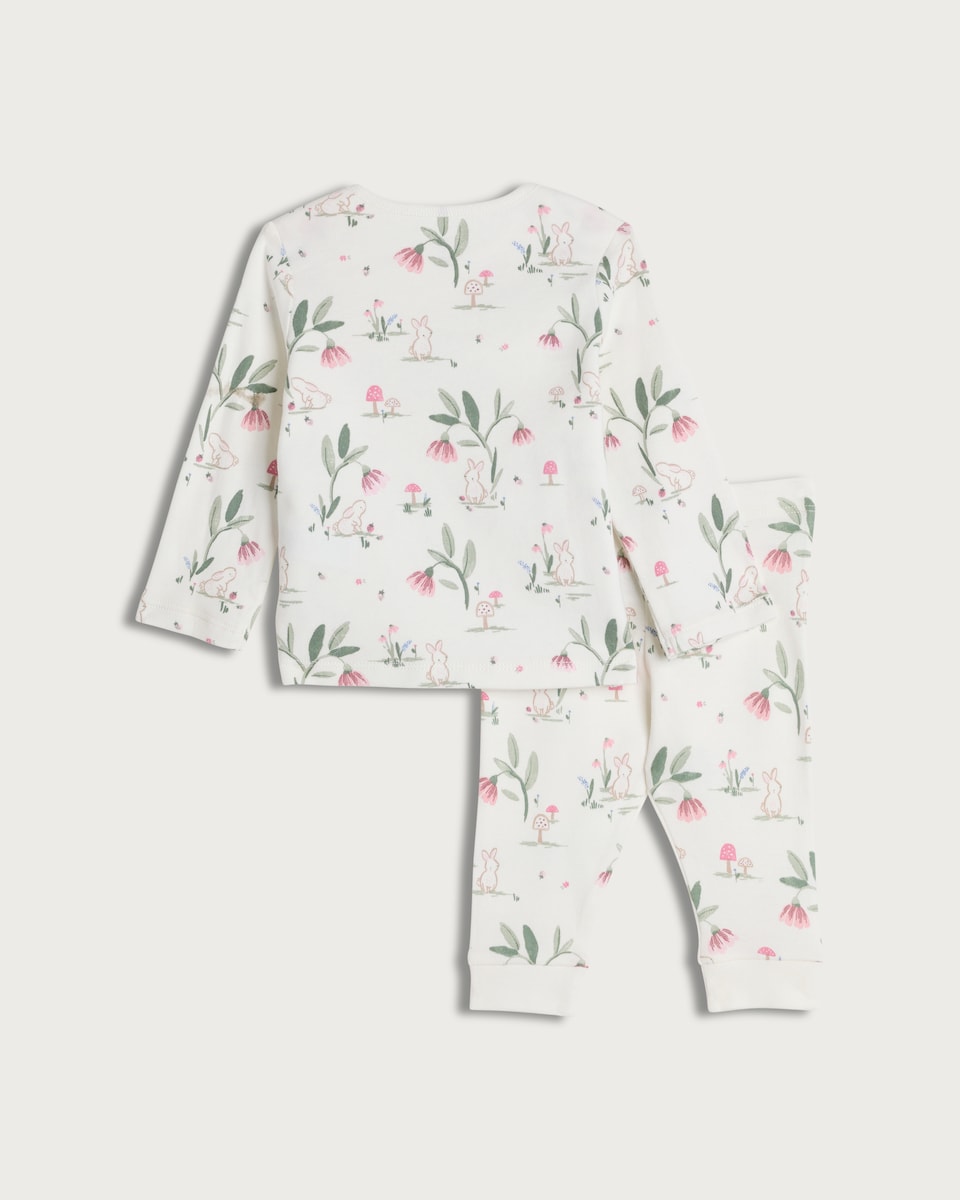 image 1 of F&F Baby 2-Pack Pure Cotton Floral Printed Pyjama Sets in Pink