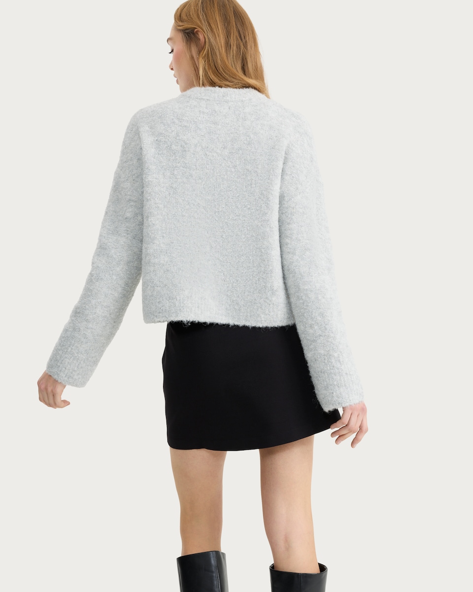 image 1 of F&F Boucle Textured Button Front Cardigan with Wool in Grey