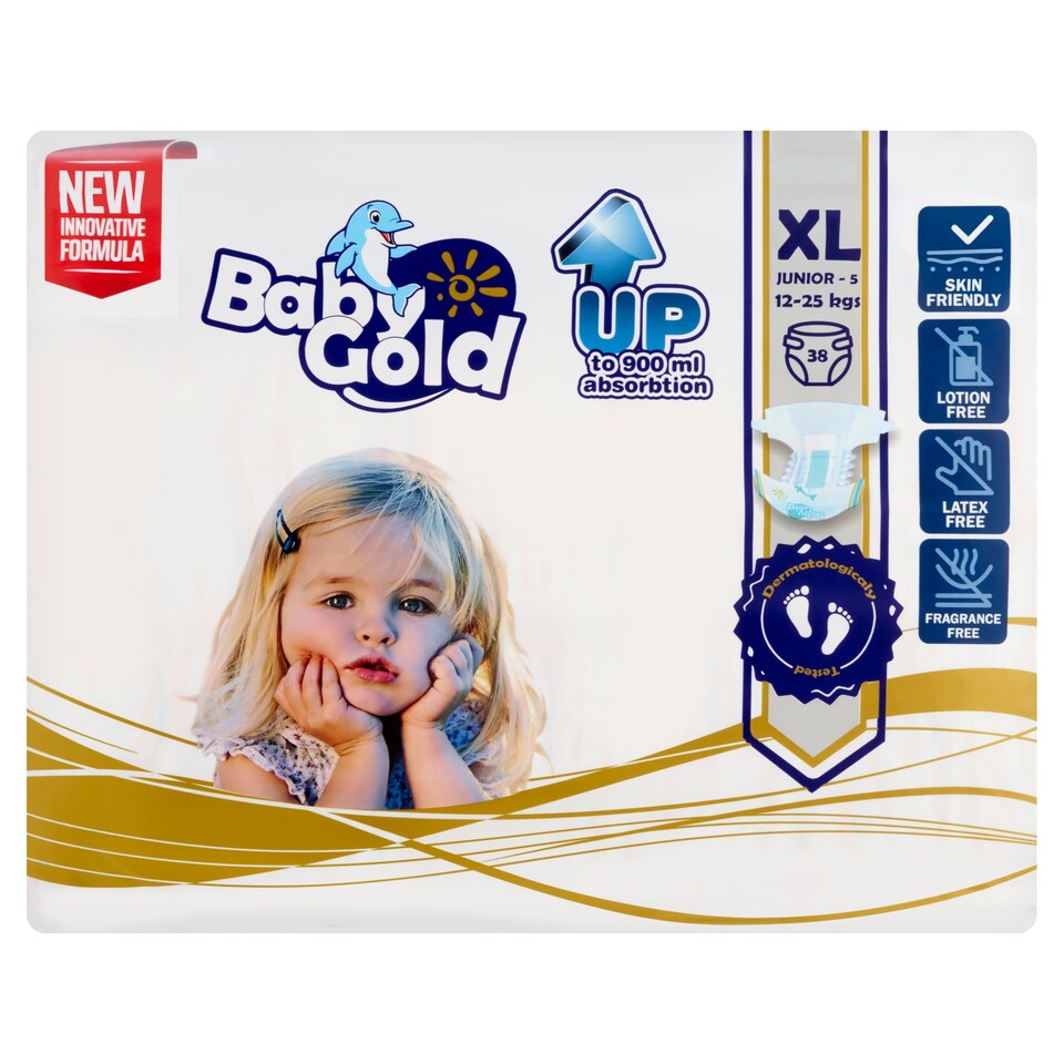 Baby Gold Junior uniszex csecsemőpelenka méret: 5, 12-25 kg 38 db