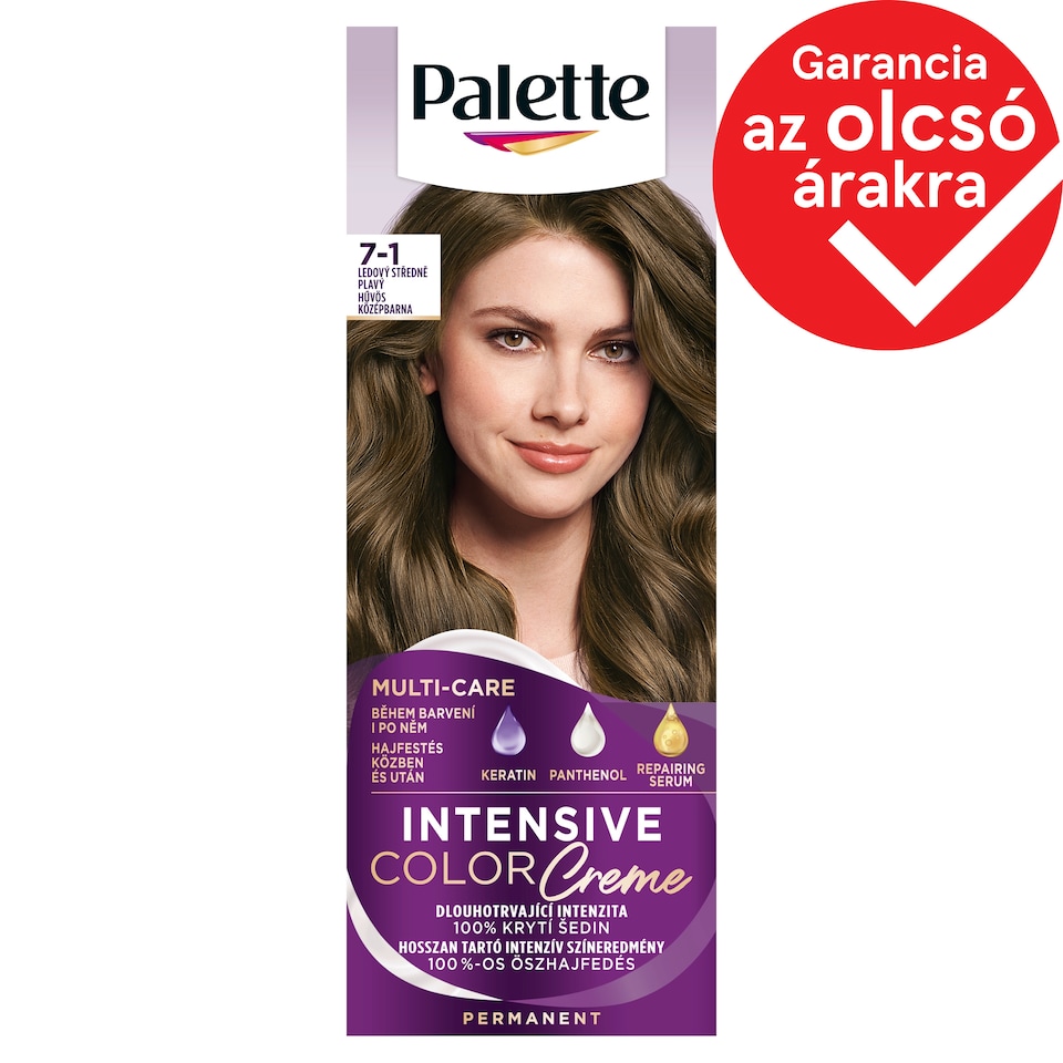 Palette Intensive Color Creme tartós hajfesték 7-1 Hűvös középbarna  1. kép