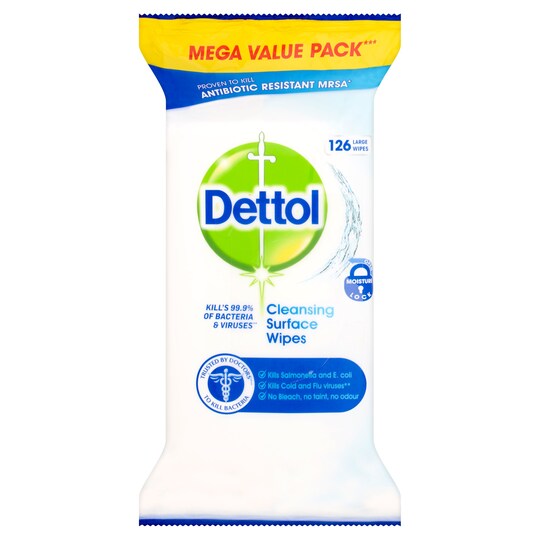 Dettol Antibacterial Cleansing Surface Wipes 126S Tesco Groceries