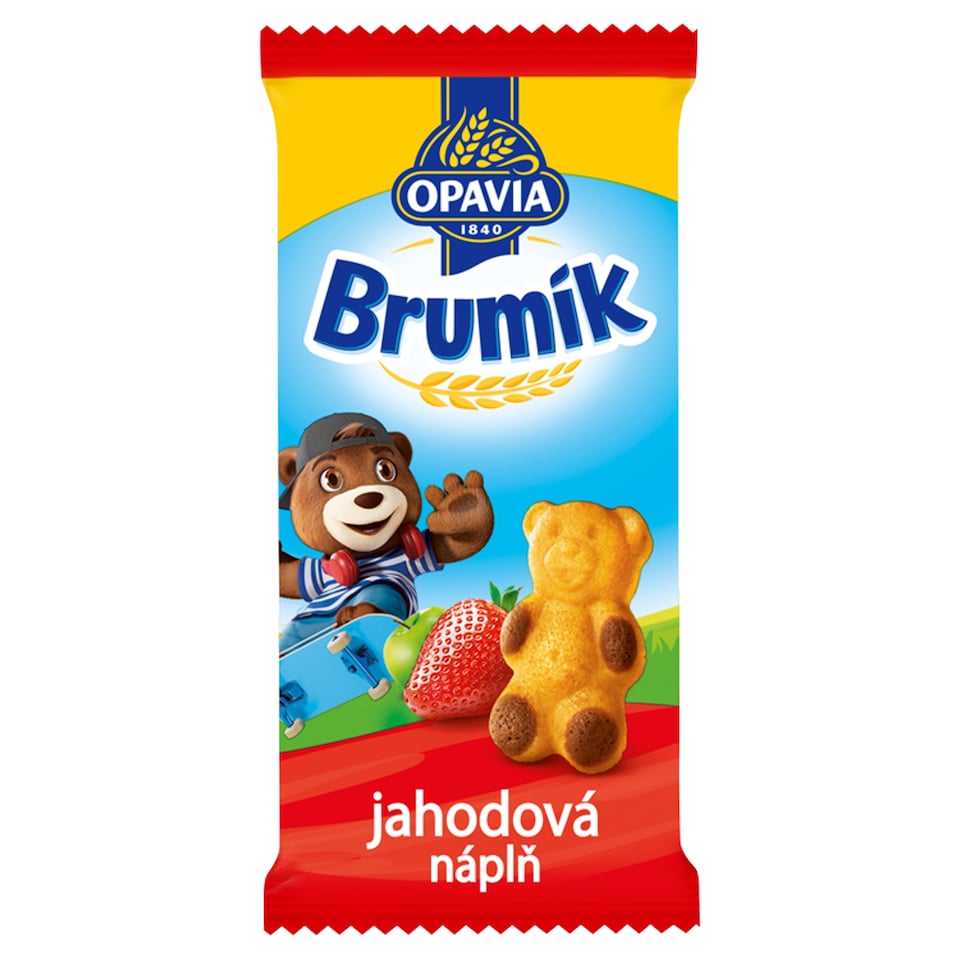Opavia Brumík Jablkovo-jahodová náplň jemné pečivo 30 g