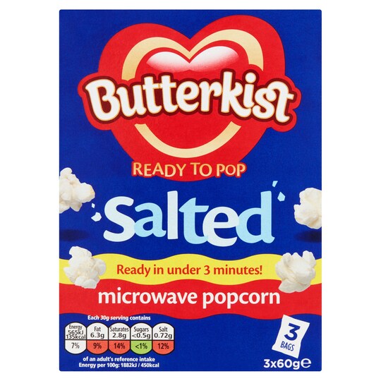 Butterkist Microwave Salted Popcorn 3X60g Tesco Groceries