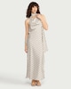 image 1 of F&F Satin Polka Dot Cowl Neck Maxi Dress in Multi Black White