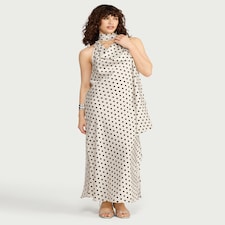 F&F Satin Polka Dot Cowl Neck Maxi Dress in Multi Black White