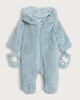 image 1 of F&F Baby Fleece Bear Detail Hooded All-In-One in Multi Blue