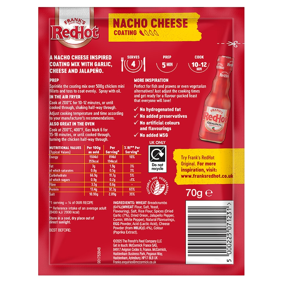 image 1 of Frank's RedHot Crunch Nacho Cheese 70g
