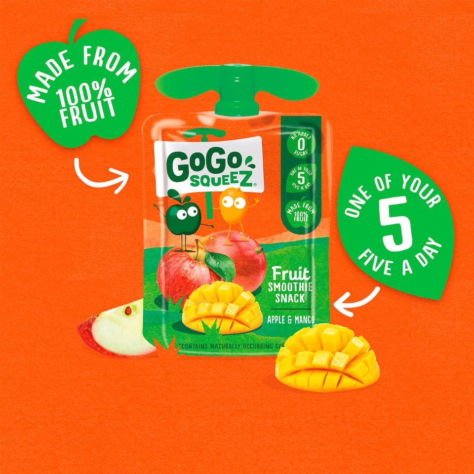 image 1 of Gogo Squeez Fruit Snack Apple Mango 4X90g