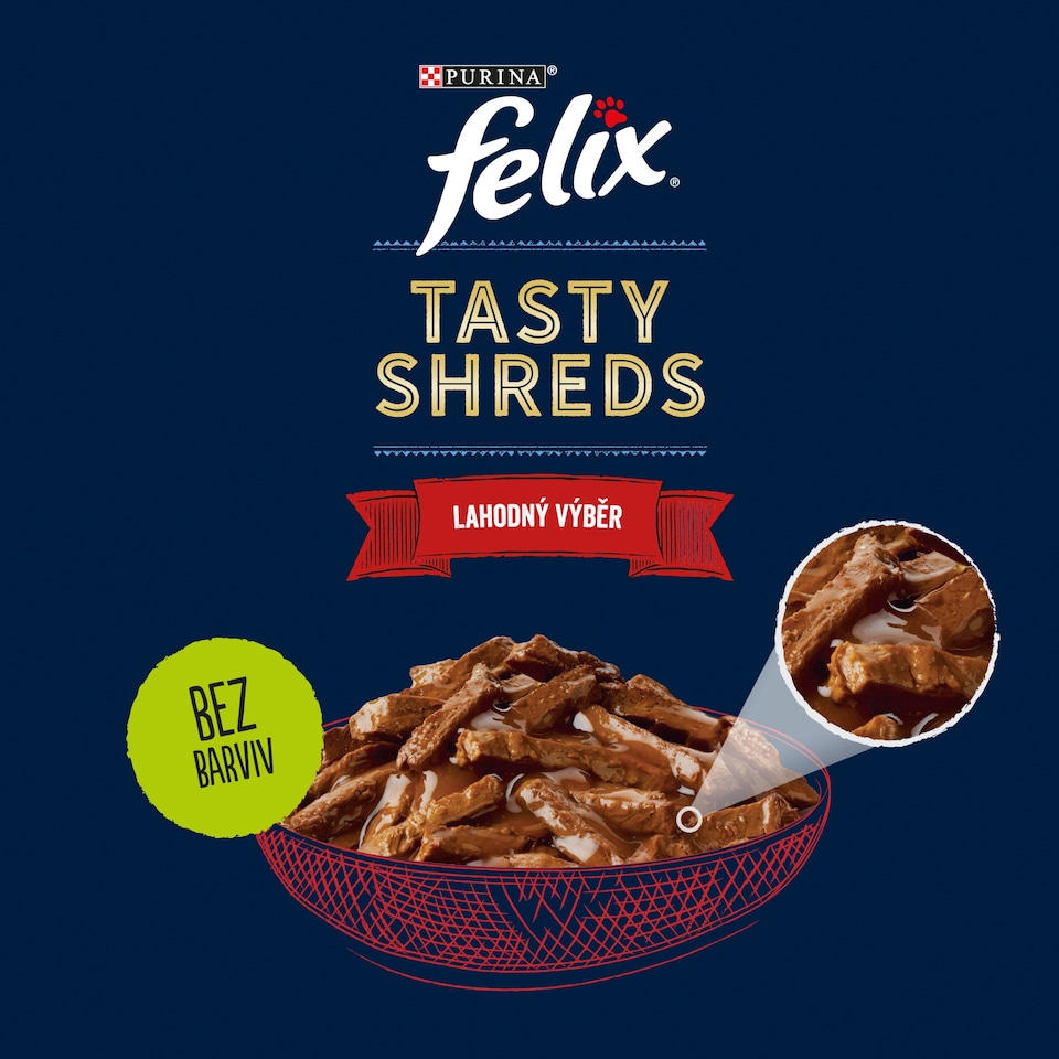 image 1 of Felix Tasty Shreds Cat Pouches Beef, Chicken in Juice 4 x 80g