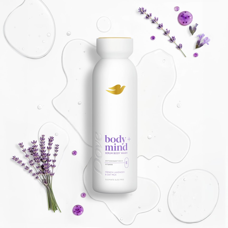 image 1 of Dove Body + Mind French Lavender & Oat Milk Bodywash Serum 350ml