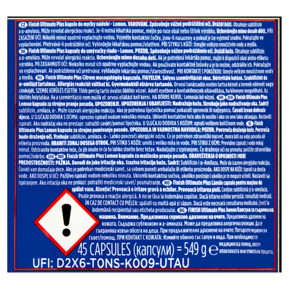 Obrázek 1 pro produkt Finish Ultimate Plus kapsle do myčky nádobí - Lemon 45 ks
