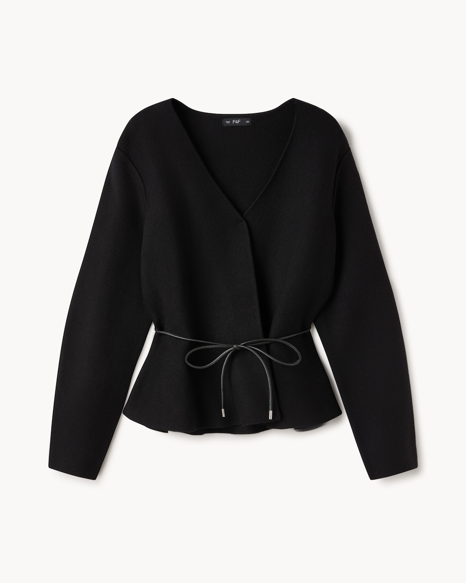 image 1 of F&F Belted Knitted Cardigan in Black