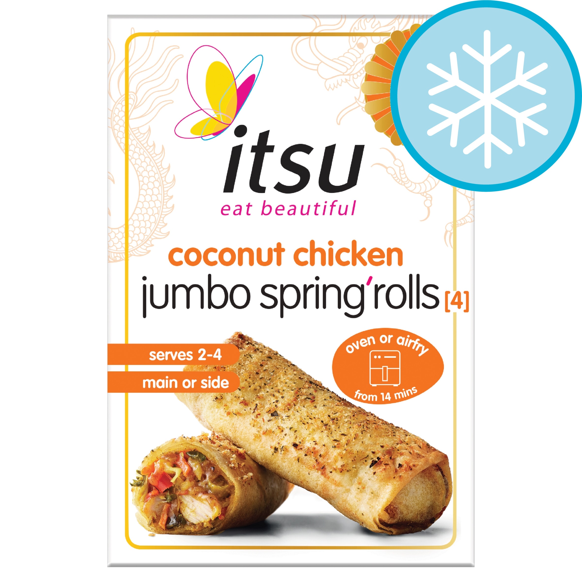 itsu 4 coconut chicken jumbo spring rolls 300g