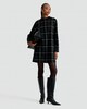image 2 of F&F Check Print Long Sleeved Shift Dress in Multi Black White