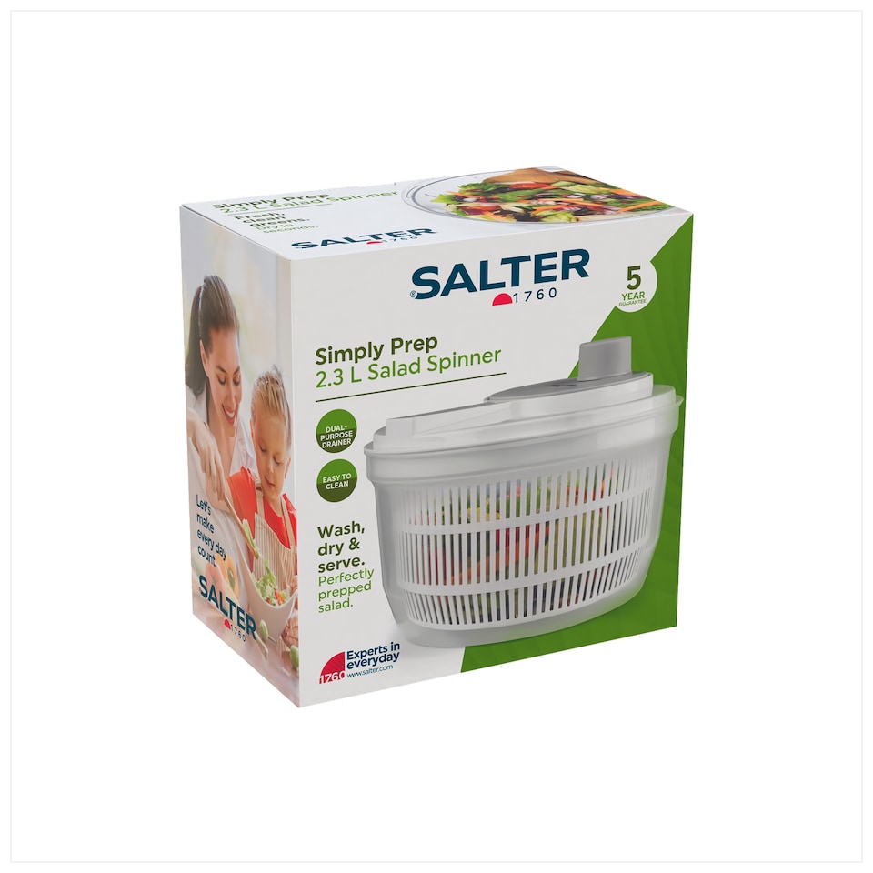 image 1 of Salter Simply Prep Grey Salad Spinner 2.3Litres