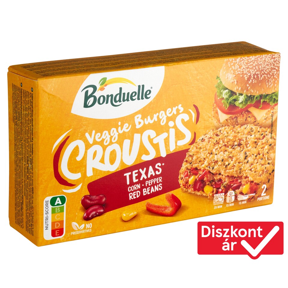Bonduelle Veggie Burgers Croustis gyorsfagyasztott panírozott és elősütött zöldségkorong 2 db 240 g