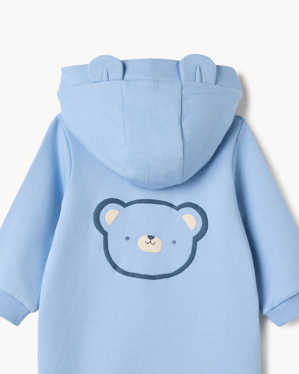 image 1 of F&F Baby Cotton Rich Bear All-in-one in Blue