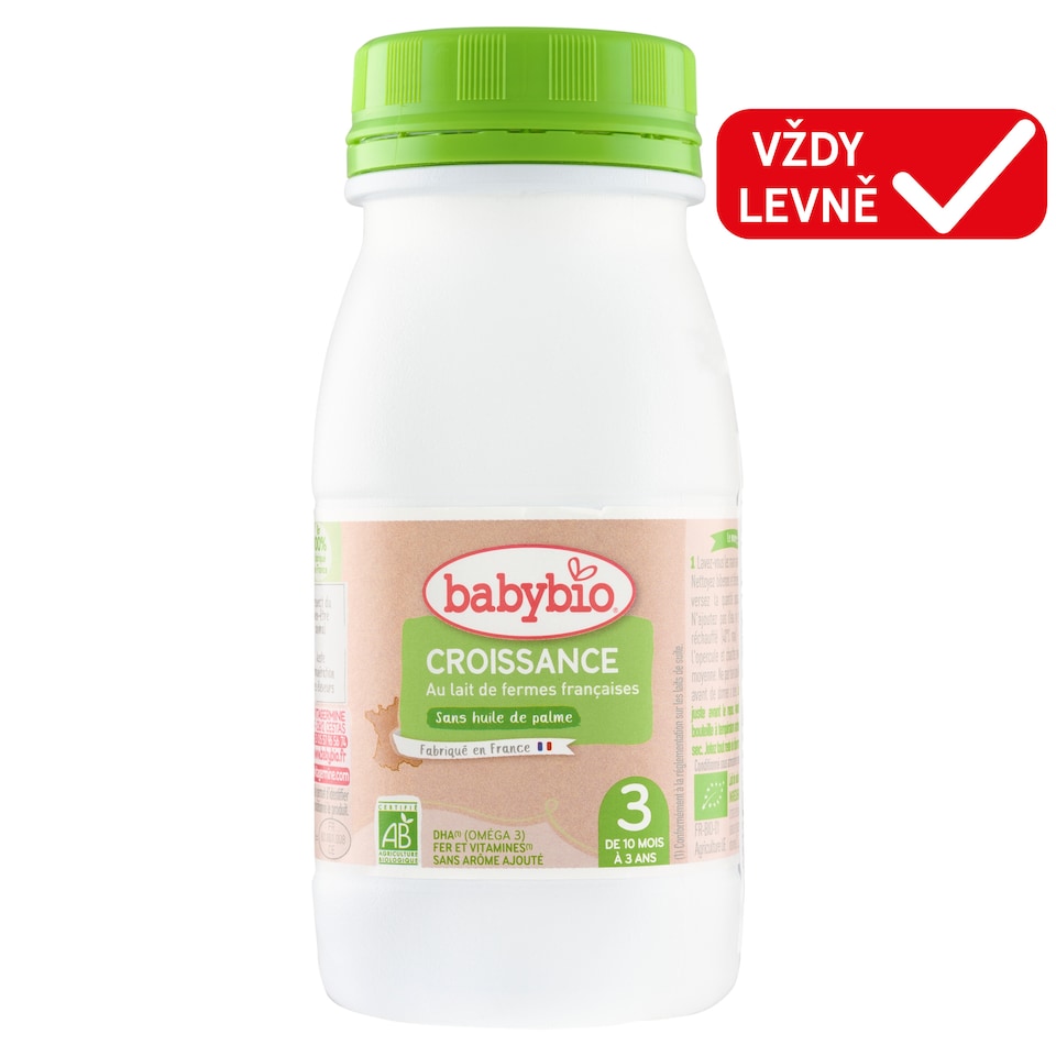 Babybio Croissance 3 tekutá bio pokračovací mléčná kojenecká výživa 250ml