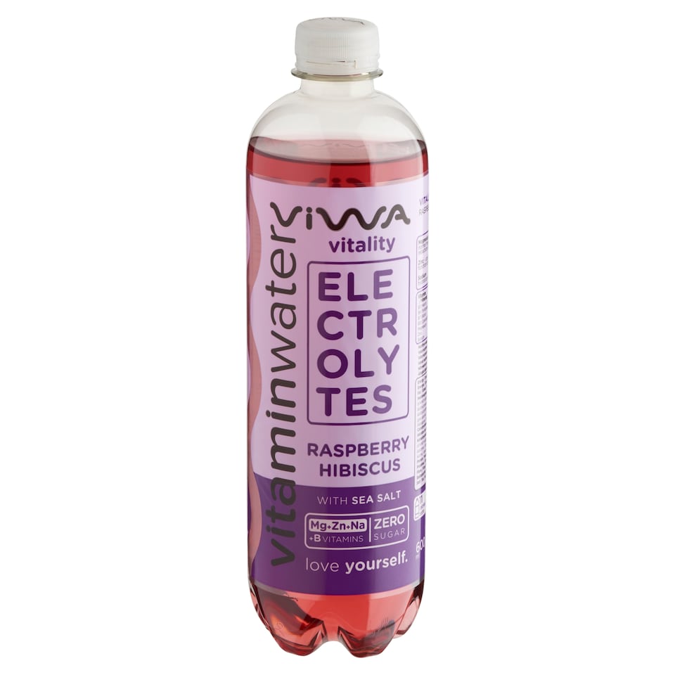 Viwa Vitaminwater Raspberry-Hibiscus Flavoured, Non-Carbonated Energy-Free Soft Drink 600 ml