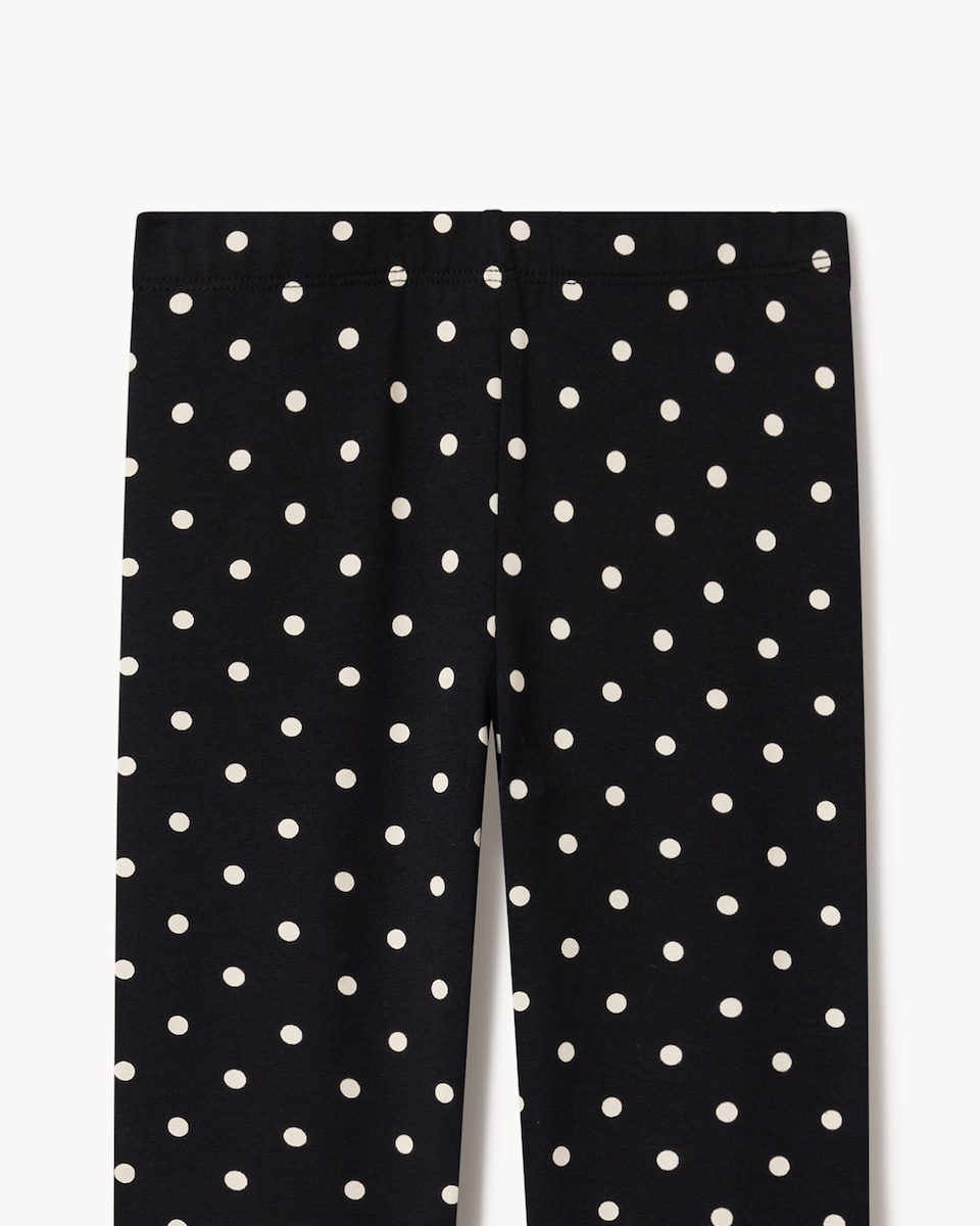 image 1 of F&F Girls Cotton Rich Polka Dot Leggings in Black