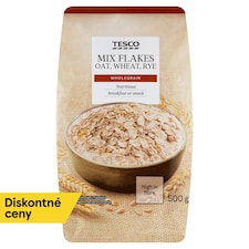 Tesco Zmes hrubých ovsených, hrubých pšeničných a hrubých ražných vločiek 500 g