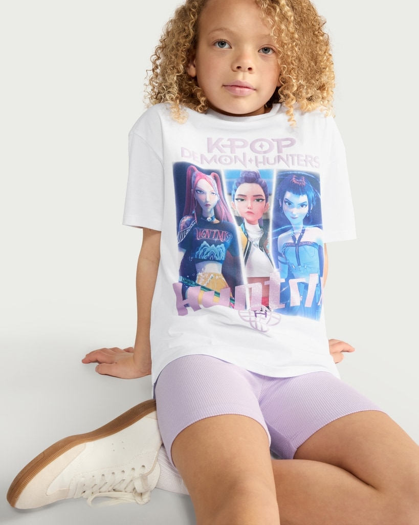 K-Pop Demon Hunters 2-Piece T-Shirt and Cycling Shorts Set in Purple