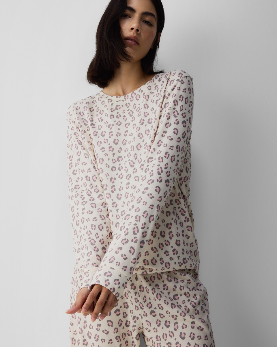 image 1 of F&F Textured Animal Print Pyjama Set in Neutral