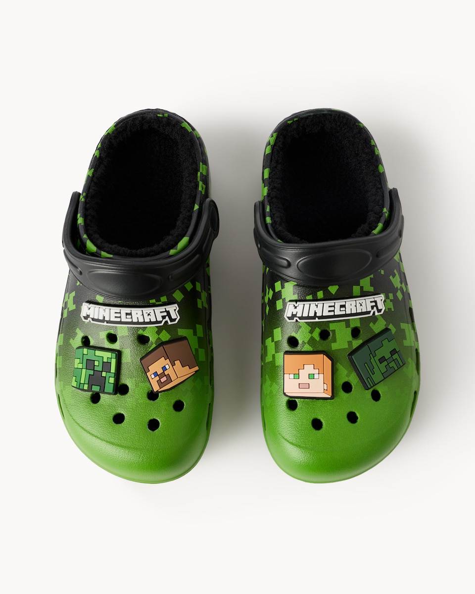 image 1 of Minecraft Fleece Lined Clogs in Black
