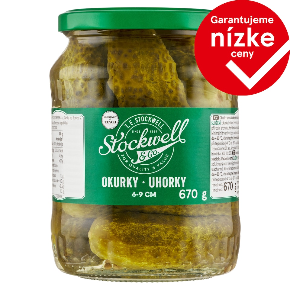 Stockwell & Co. Uhorky 6-9 cm v sladkokyslom náleve 670 g