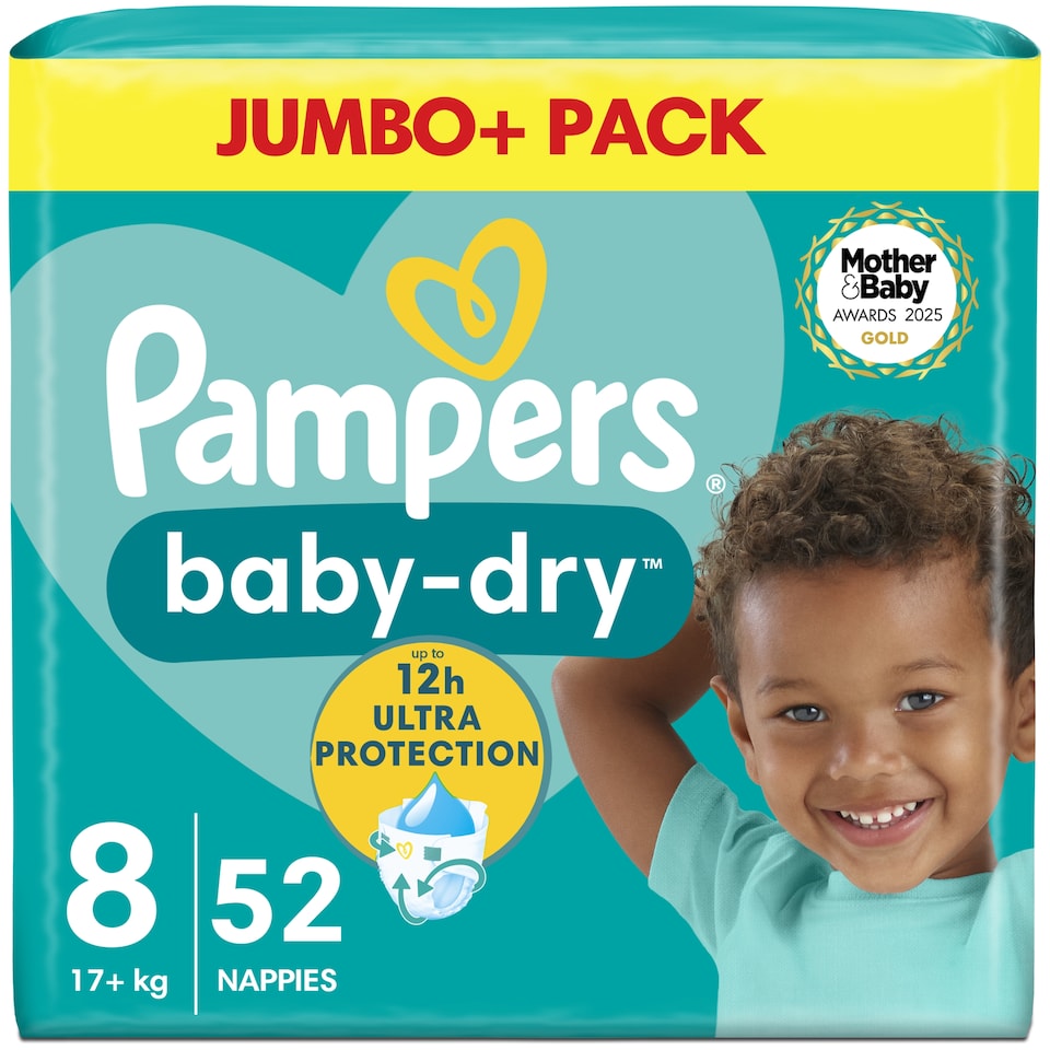 image 1 of Pampers Baby Dry Size 8 Jumbo+ 52 Nappies