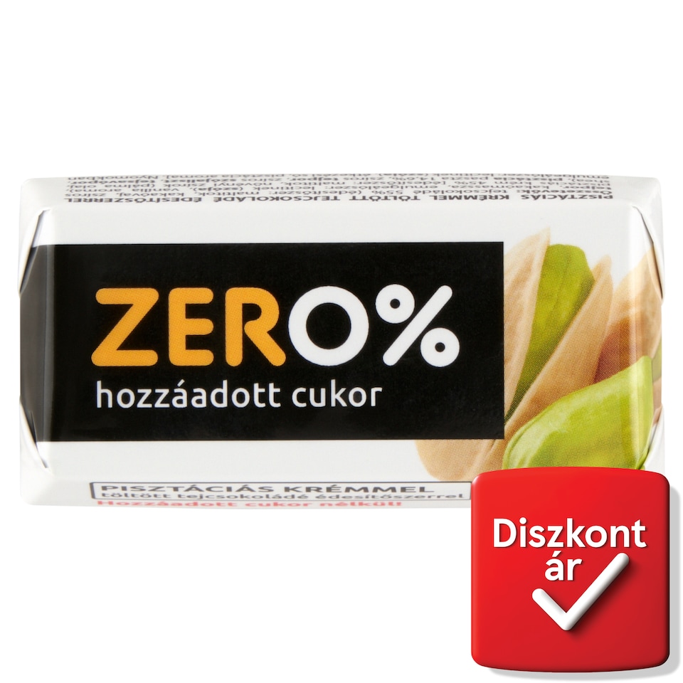 Szerencsi Zero% pisztáciás krémmel töltött tejcsokoládé édesítőszerrel 21 g  1. kép