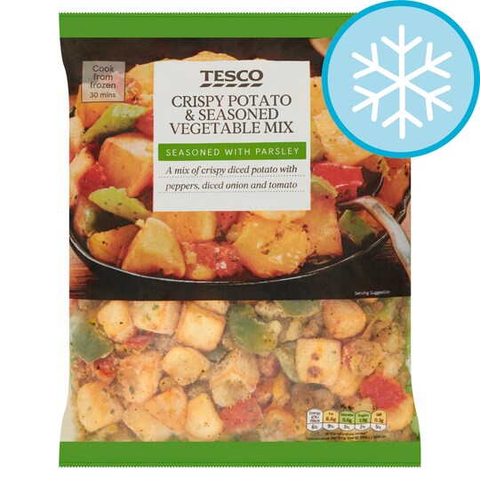 Tesco Crispy Potatoes & Seasoned Vegetable Mix 750G Tesco Groceries