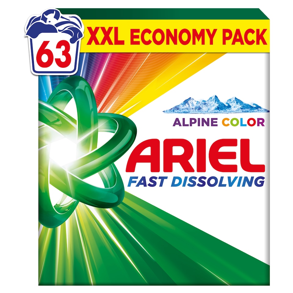 image 1 of Ariel Alpine Color Washing Powder Laundry Detergent, 3.465kg, 63 Washes