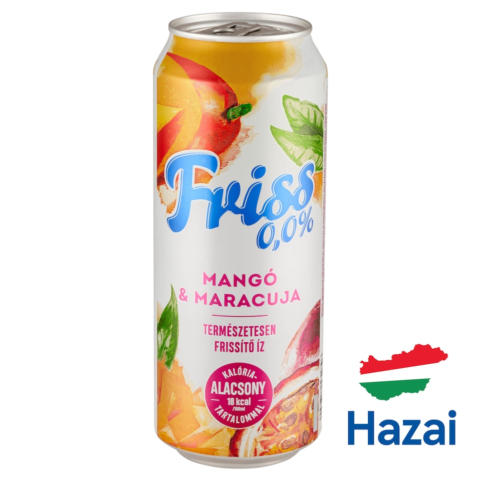 Friss 0,0% mangó-maracuja ízű üdítőital és alkoholmentes malátaital keveréke 0,5 l