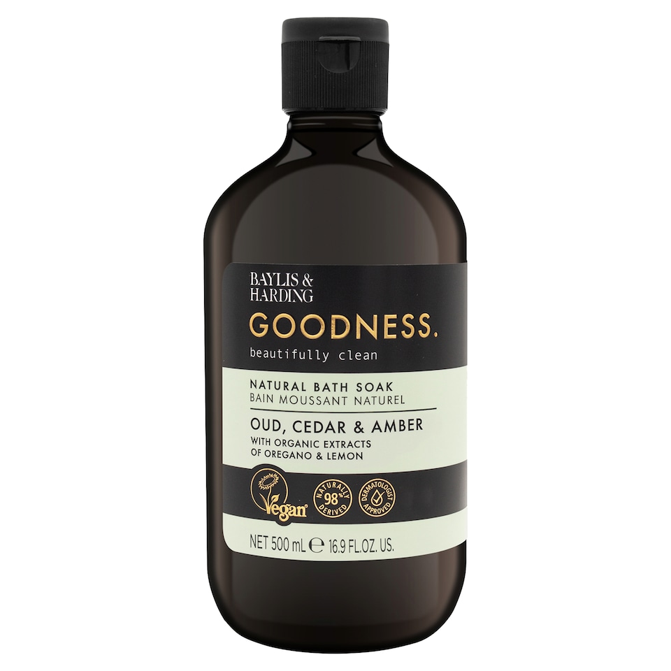 image 1 of Baylis & Harding Goodness Oud Cedar & Amber Bath Soak 500Ml