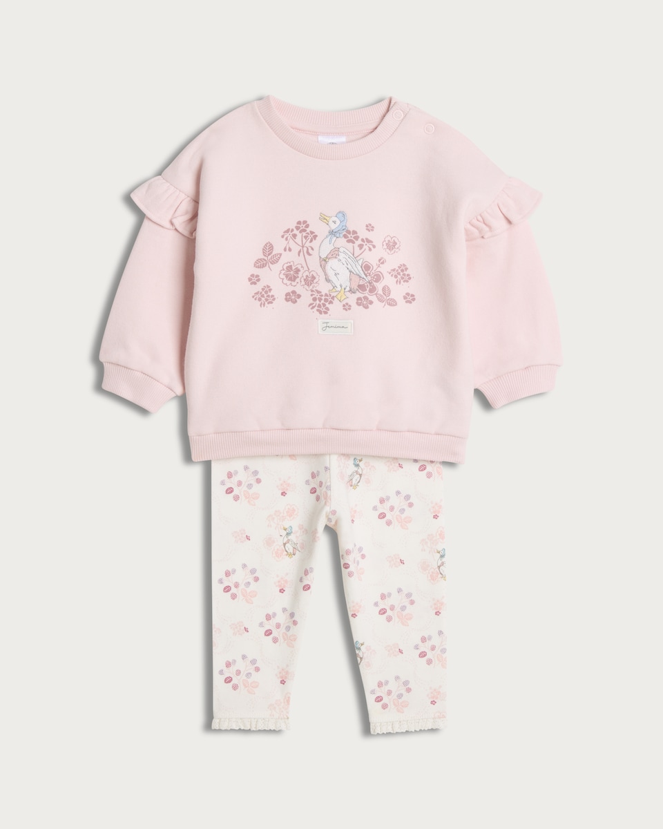 image 1 of Peter Rabbit Jemima Puddle Duck 2-Piece Cotton Rich Sweatshirt and Leggings Set in Pink