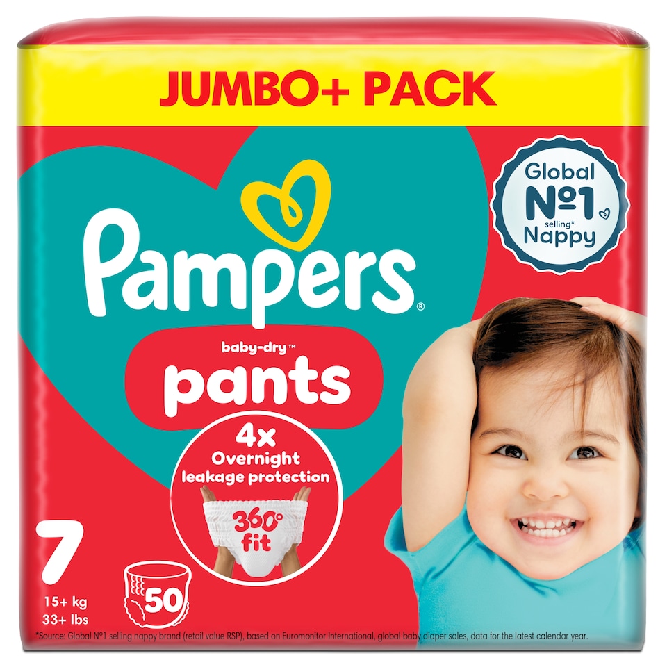 image 1 of Pampers Baby-Dry Nappy Pants Size 7 Jumbo+ Pack 50 Pack